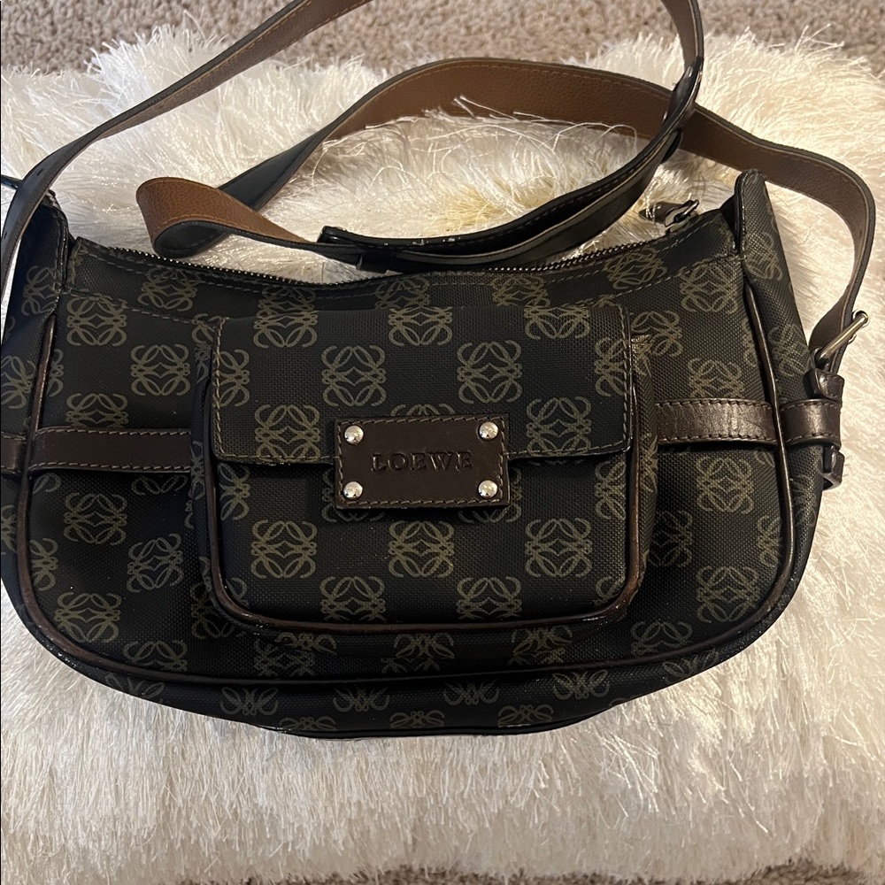 Loewe Black and Brown Monogram Shoulder Bag